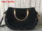 Chloe Medium Pixie Bag in Black Suede and Smooth Calfskin Replica