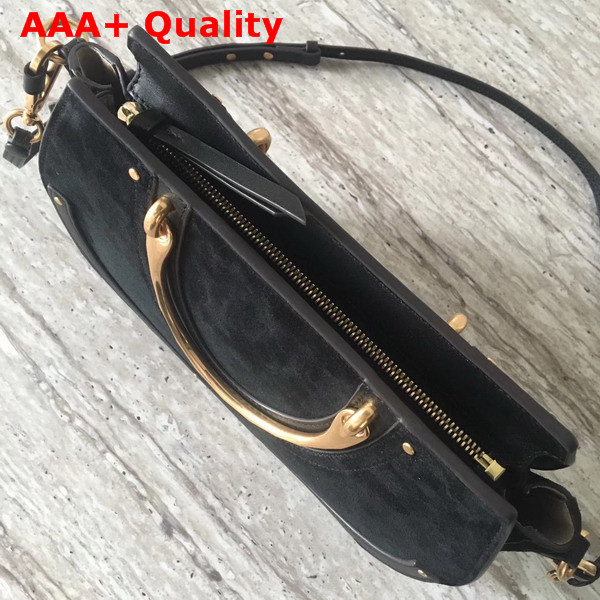 Chloe Medium Pixie Bag in Black Suede and Smooth Calfskin Replica