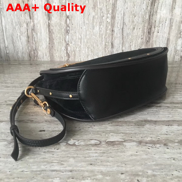 Chloe Medium Pixie Bag in Black Suede and Smooth Calfskin Replica