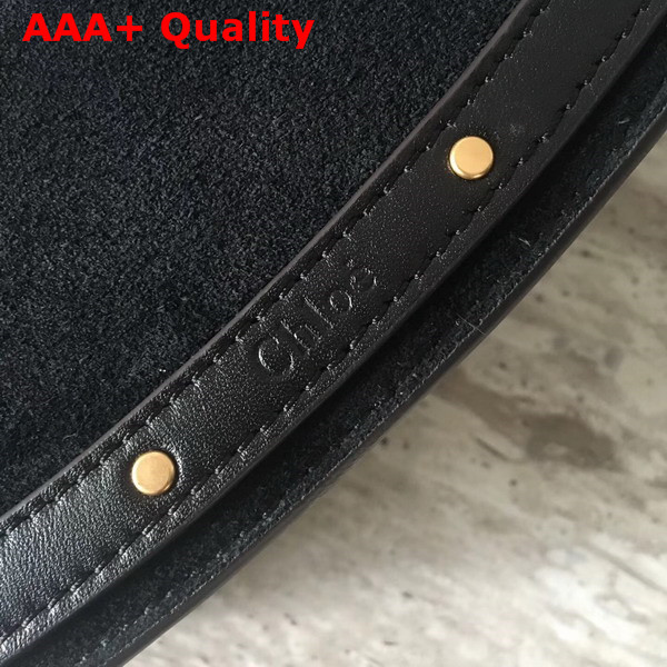 Chloe Medium Pixie Bag in Black Suede and Smooth Calfskin Replica