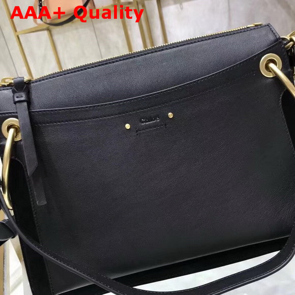 Chloe Medium Roy Bag in Black Suede and Smooth Calfskin Replica