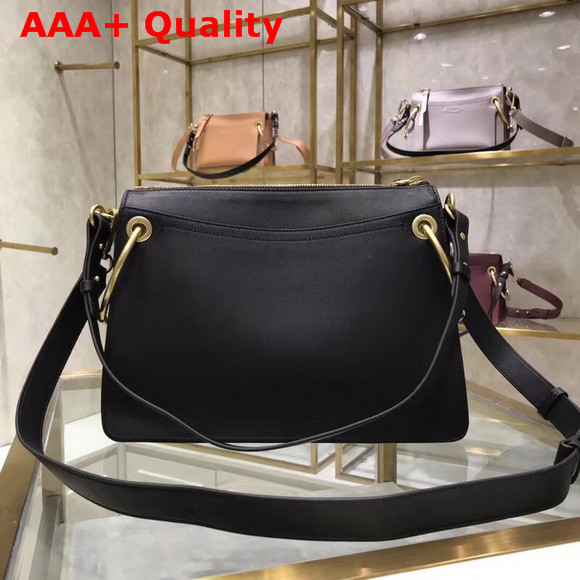 Chloe Medium Roy Bag in Black Suede and Smooth Calfskin Replica