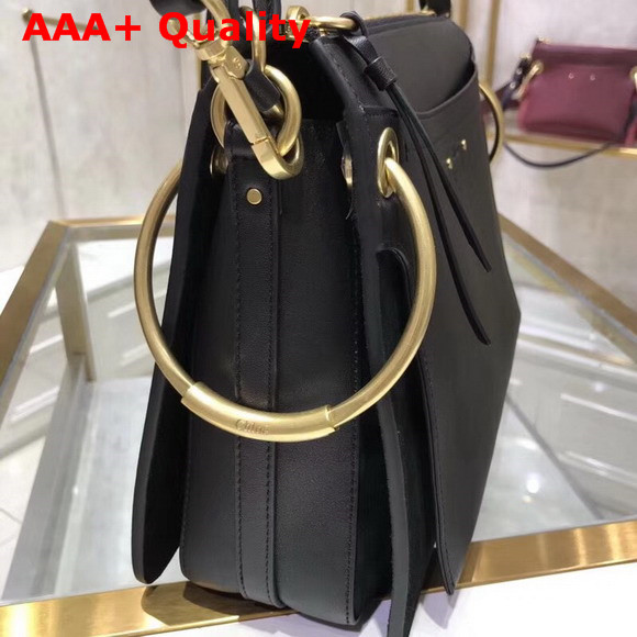 Chloe Medium Roy Bag in Black Suede and Smooth Calfskin Replica