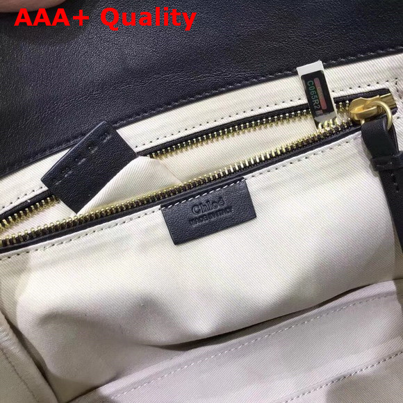 Chloe Medium Roy Bag in Black Suede and Smooth Calfskin Replica