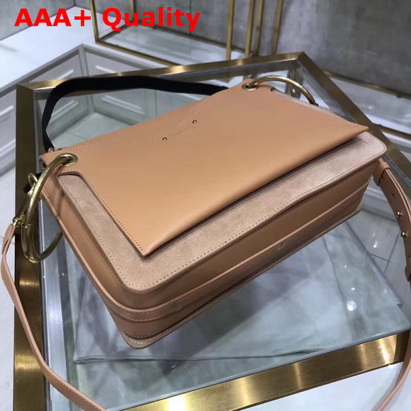 Chloe Medium Roy Bag in Blush Pink Suede and Smooth Calfskin Replica