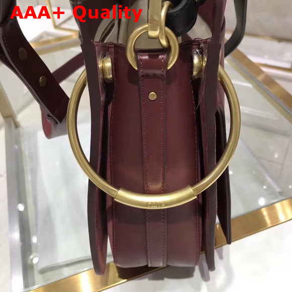 Chloe Medium Roy Bag in Burgundy Suede and Smooth Calfskin Replica