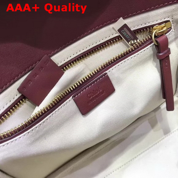 Chloe Medium Roy Bag in Burgundy Suede and Smooth Calfskin Replica