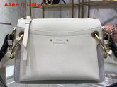 Chloe Medium Roy Bag in White Suede and Smooth Calfskin Replica