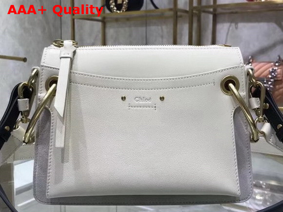 Chloe Medium Roy Bag in White Suede and Smooth Calfskin Replica