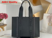 Chloe Medium Woody Tote Bag Black Smooth Calfskin with Chloe Logo Replica