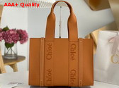 Chloe Medium Woody Tote Bag Caramel Smooth Calfskin with Chloe Logo Replica