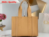 Chloe Medium Woody Tote Bag Light Tan Smooth Calfskin with Chloe Logo Replica