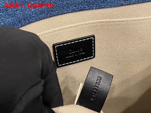 Chloe Medium Woody Tote Bag in Deadstock Denim and Shiny Calfskin with Chloe Logo Embroidery Replica