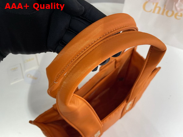 Chloe Medium Woody Tote Bag in Golden Yellow Recycled Nylon with Chloe Logo Replica