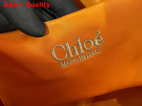 Chloe Medium Woody Tote Bag in Golden Yellow Recycled Nylon with Chloe Logo Replica