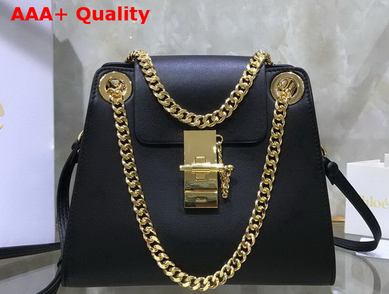 Chloe Mini Annie Shoulder Bag in Black Shiny Calfskin Replica