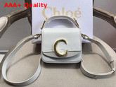 Chloe Mini Chloe C Bag in Shiny and Suede Calfskin Brilliant White Replica