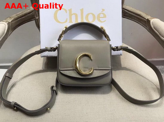 Chloe Mini Chloe C Bag in Shiny and Suede Calfskin Motty Grey Replica