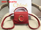 Chloe Mini Chloe C Bag in Shiny and Suede Calfskin Plaid Red Replica