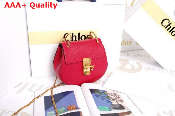 Chloe Mini Drew Bag in Red Grained Calfskin Replica