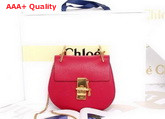 Chloe Mini Drew Bag in Red Grained Calfskin Replica
