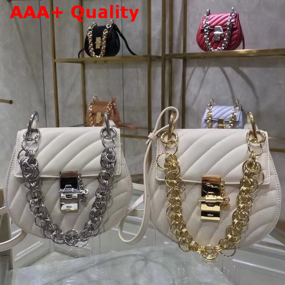 Chloe Mini Drew Bijou Bag in Natural White Quilted Smooth Calfskin Replica