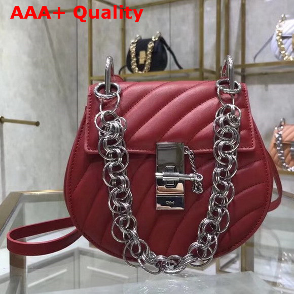 Chloe Mini Drew Bijou Bag in Red Quilted Smooth Calfskin Replica