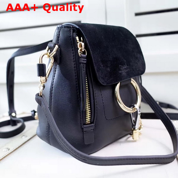 Chloe Mini Faye Backpack in Black Smooth and Suede Calfskin Replica