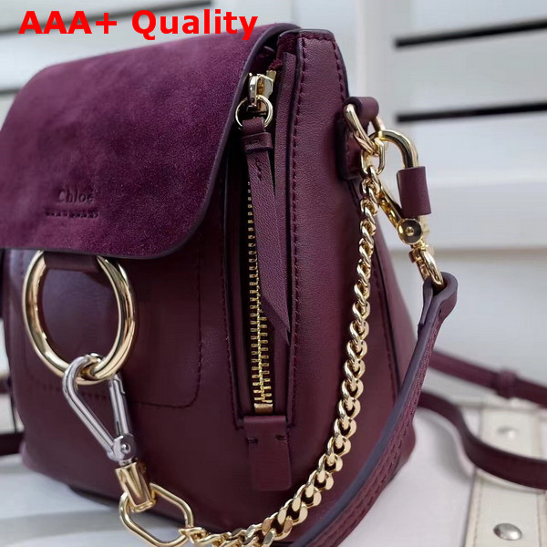 Chloe Mini Faye Backpack in Bordeaux Smooth and Suede Calfskin Replica