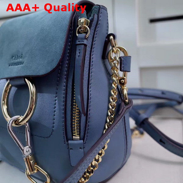 Chloe Mini Faye Backpack in Cloudy Blue Smooth and Suede Calfskin Replica