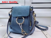 Chloe Mini Faye Backpack in Cloudy Blue Smooth and Suede Calfskin Replica