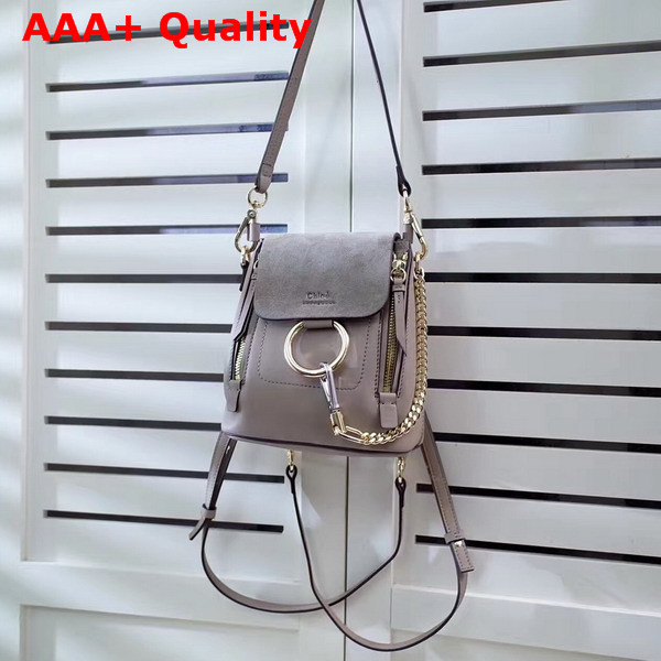 Chloe Mini Faye Backpack in Motty Grey Smooth and Suede Calfskin Replica
