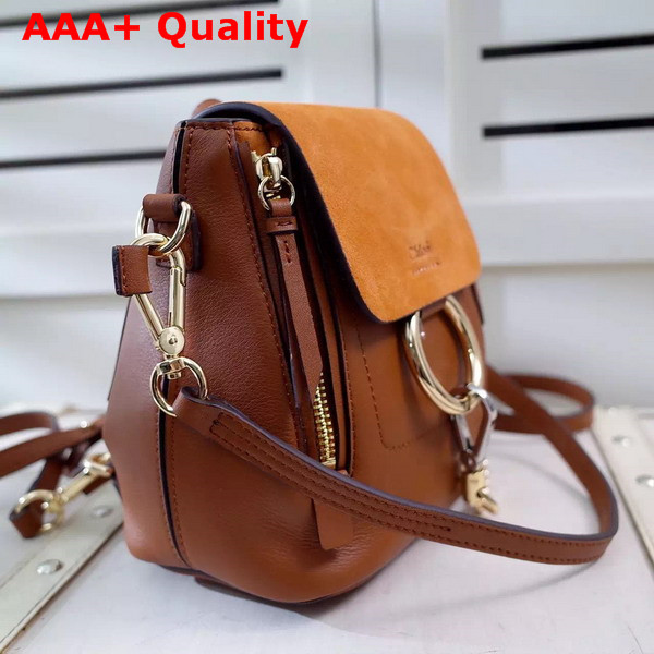 Chloe Mini Faye Backpack in Tan Smooth and Suede Calfskin Replica