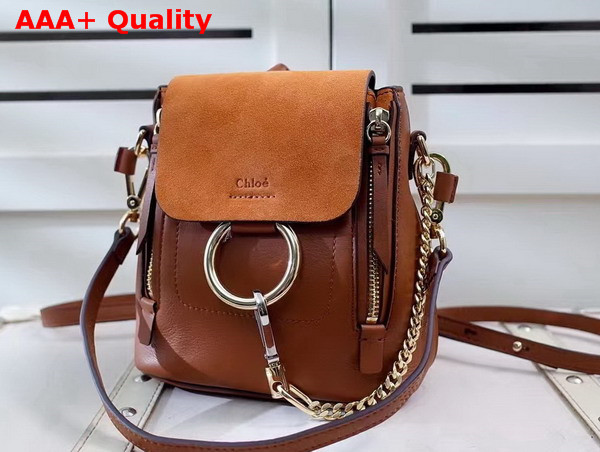 Chloe Mini Faye Backpack in Tan Smooth and Suede Calfskin Replica