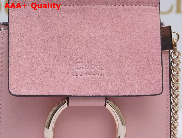 Chloe Mini Faye Bag Pink Suede Leather with Smooth Calf Leather Replica