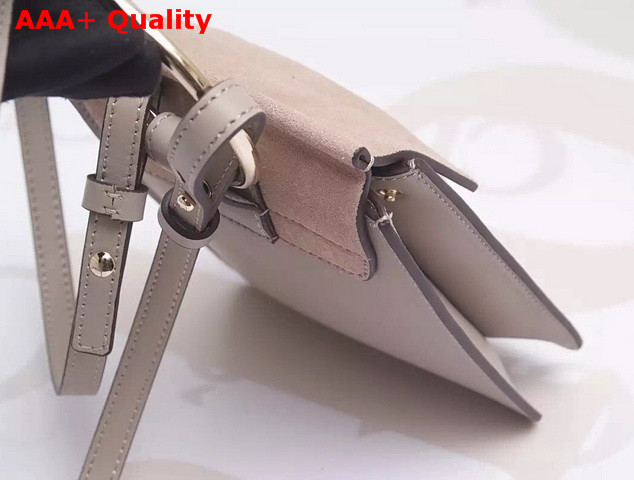 Chloe Mini Faye Leather and Suede Shoulder Bag Light Grey Replica
