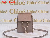 Chloe Mini Faye Leather and Suede Shoulder Bag Light Grey Replica
