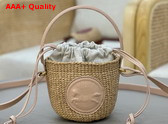 Chloe Mini Horse Medal Basket in Natural Fibers Apricot Pink Replica