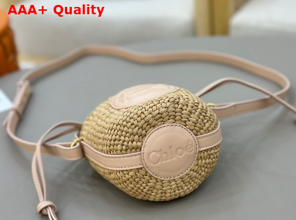 Chloe Mini Horse Medal Basket in Natural Fibers Apricot Pink Replica