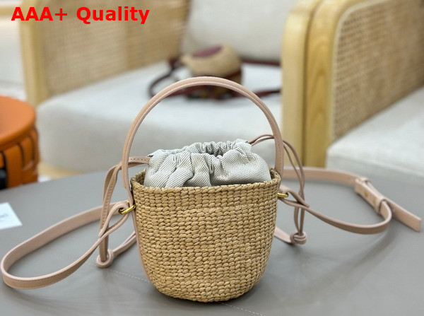 Chloe Mini Horse Medal Basket in Natural Fibers Apricot Pink Replica