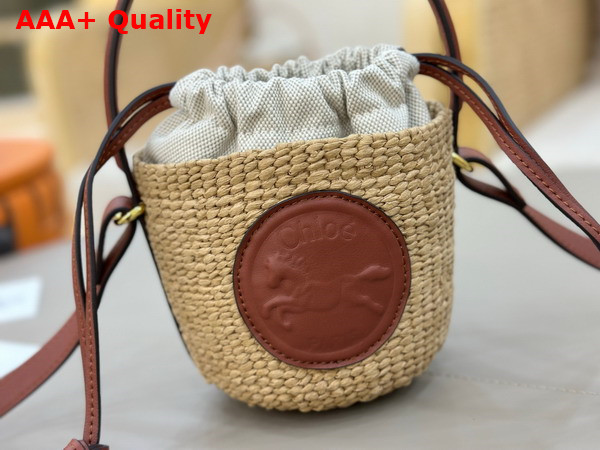 Chloe Mini Horse Medal Basket in Natural Fibers Sepia Brown Replica