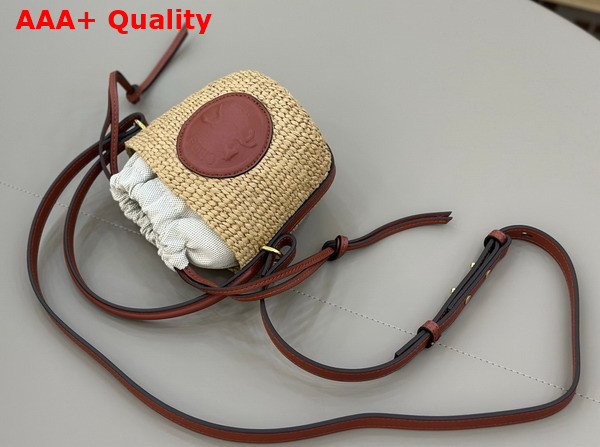 Chloe Mini Horse Medal Basket in Natural Fibers Sepia Brown Replica