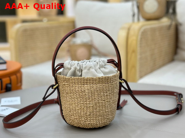 Chloe Mini Horse Medal Basket in Natural Fibers Sepia Brown Replica