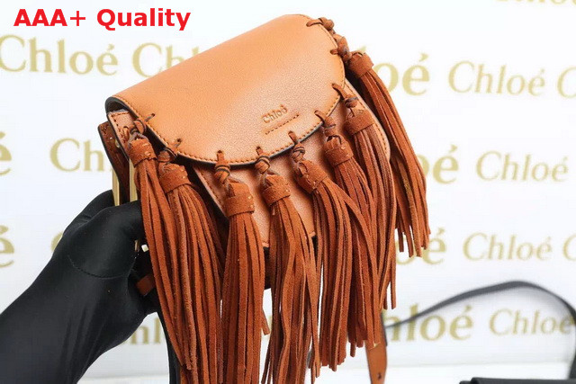 Chloe Mini Hudson Bag In Smooth Calfskin With Multi Tassels Caramel Replica