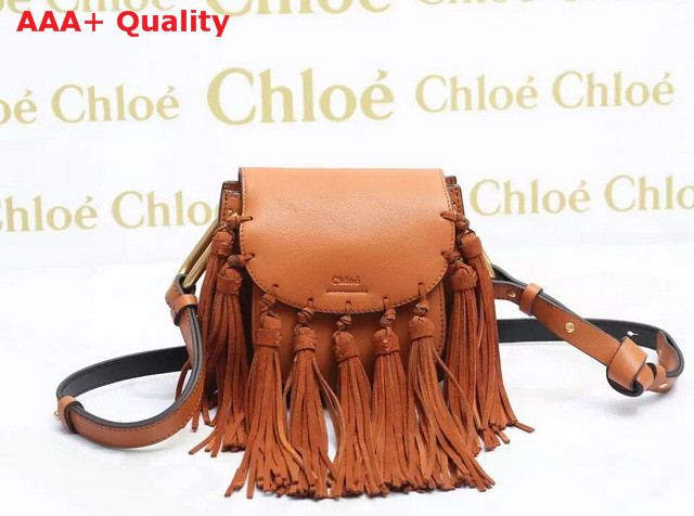 Chloe Mini Hudson Bag In Smooth Calfskin With Multi Tassels Caramel Replica