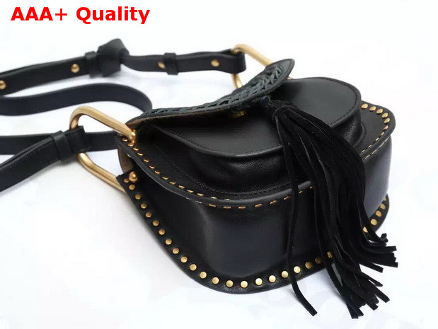 Chloe Mini Hudson Bag In Smooth Calfskin With Suede Calfskin Tassel Black Replica