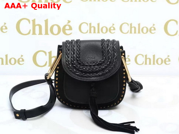 Chloe Mini Hudson Bag In Smooth Calfskin With Suede Calfskin Tassel Black Replica