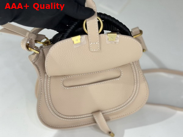 Chloe Mini Marcie Bag in Boyish Brown Grained Leather with Black Handle Replica
