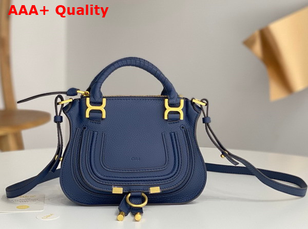 Chloe Mini Marcie Bag in Navy Grained Leather Replica
