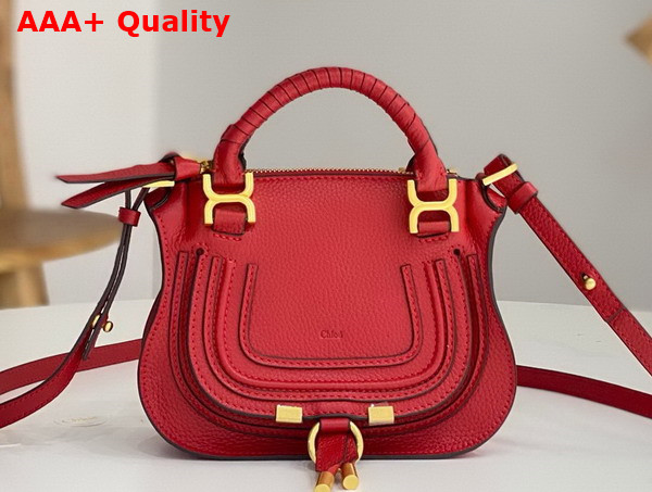 Chloe Mini Marcie Bag in Red Grained Leather Replica